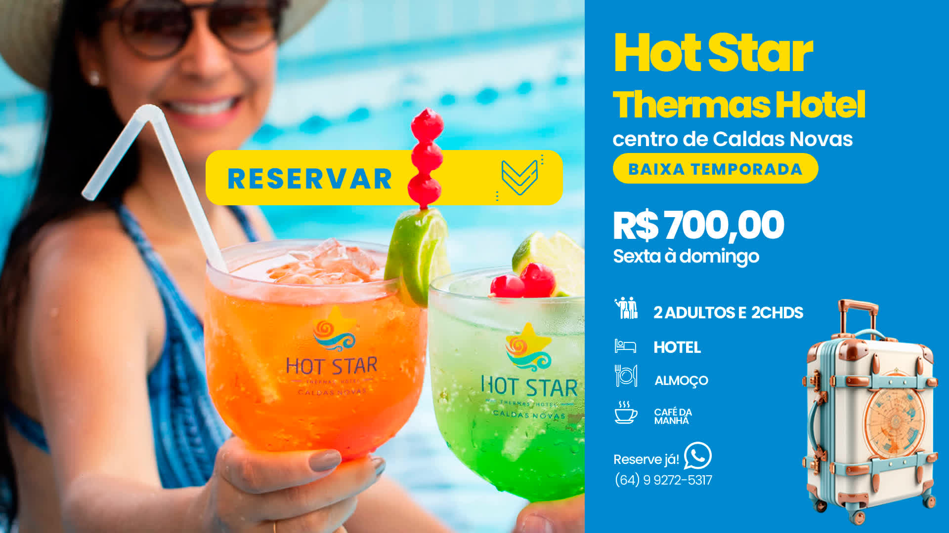 Hot Star Thermas Hotel no centro de Caldas Novas - Baixa Temporada